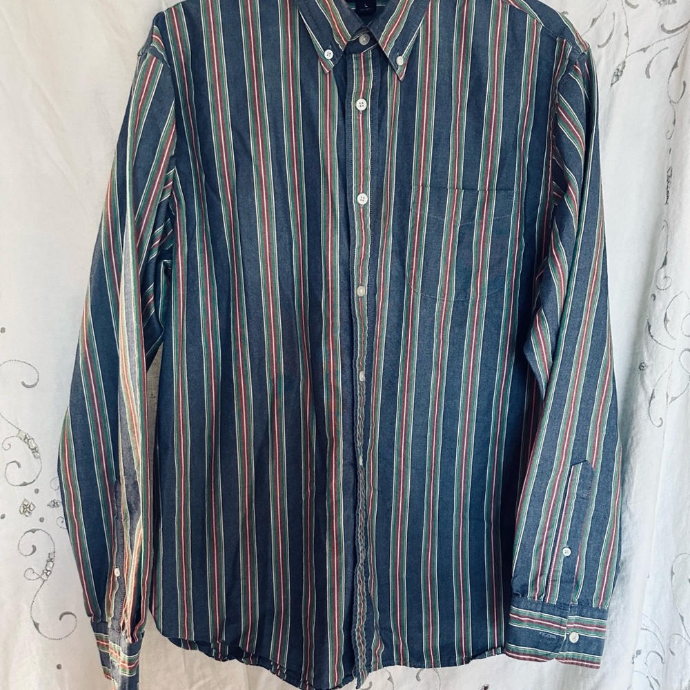 Lands End Men's Striped Shirt - Multicolor